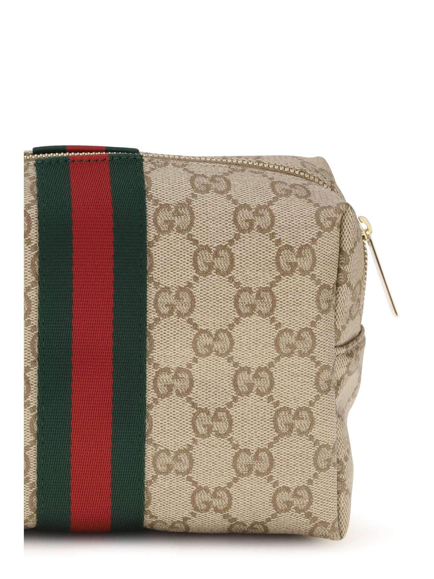 Gucci Gg Monogram With Web Stripe Clutch — Brown Fabric Wallet