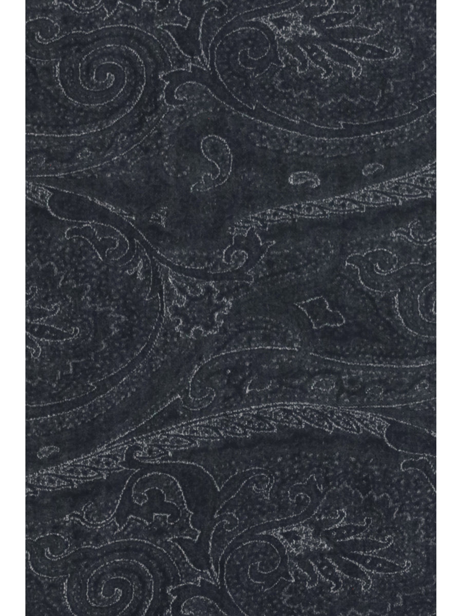 Etro Paisley Stamped Modal Scarf — Black Scarfs