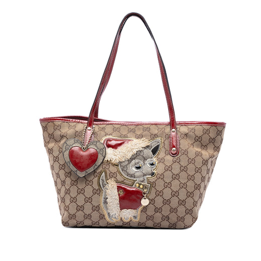 Small GG Canvas Brando Guccioli Holiday Chihuahua Tote - Image 1