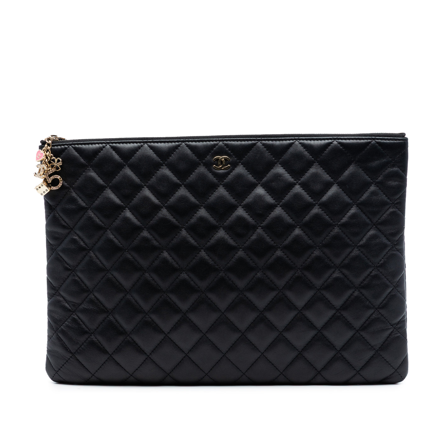 Large Quilted Lambskin Casino Charms O Case Clutch - Image 1