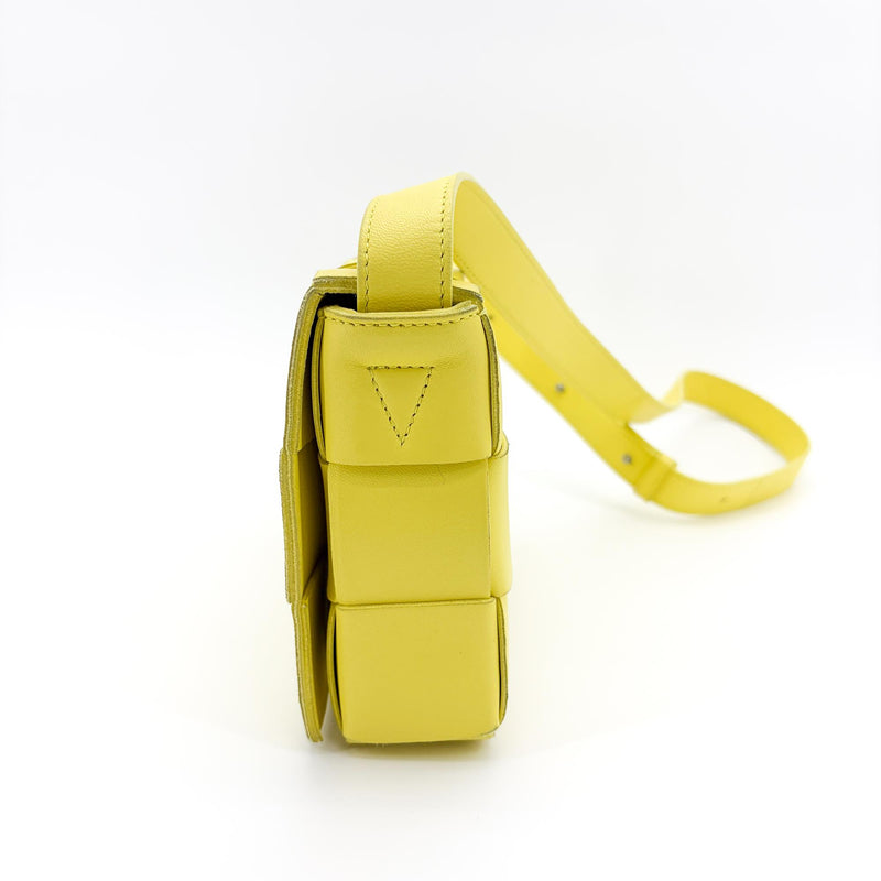 Bottega Veneta Cassette Crossbody Bag Maxi Intrecciato Leather Yellow