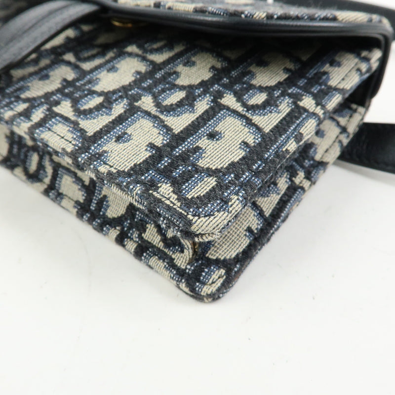 Christian Dior Saddle Belt Oblique Canvas Navy Bag