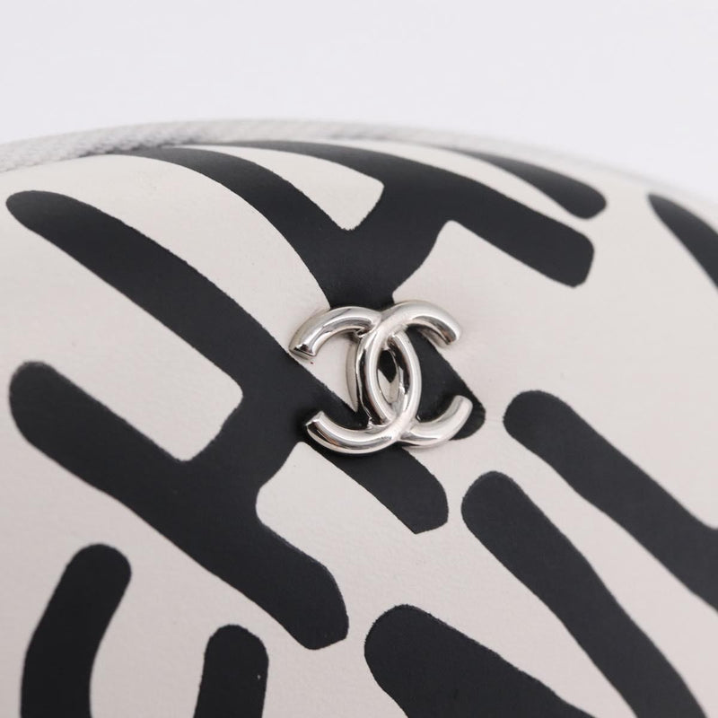 Chanel Coco Neige Zip Around Sunglasses Case With Chain Printed Leather White
