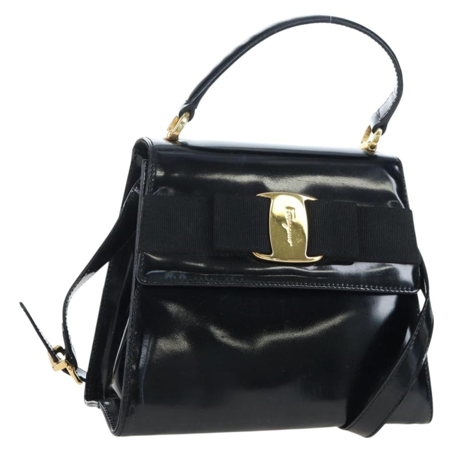 Salvatore Ferragamo Vala Patent Leather Black Patent_leather Bag