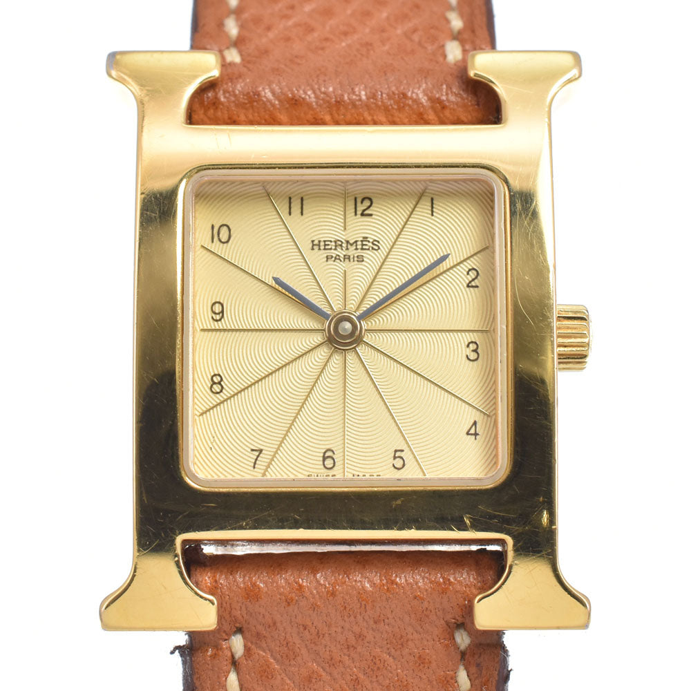 Hermes Heure H Quartz Plated Metal And Leather Watches