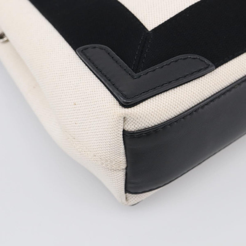Balenciaga Navy Cabas Canvas With Leather White Bag