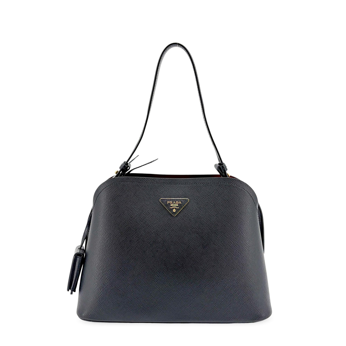 Prada Matinee Top Handle Saffiano Leather Black Bag