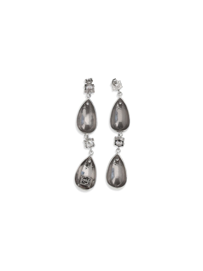 Magda Butrym Crystal-Accented Teardrop Earrings — Silver Rhodium-plated Metal