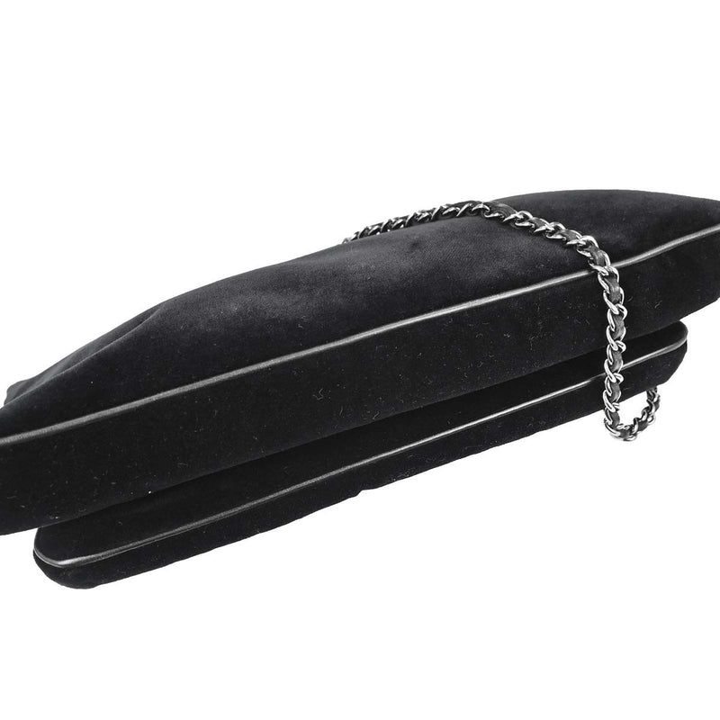 Chanel Giant Mademoiselle Lock Chain Velvet Black Bag