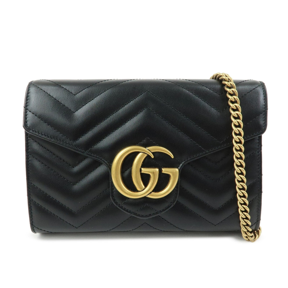 Gucci Gg Marmont Chain Matelasse Leather Black Bag