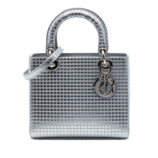 Medium Metallic Patent Microcannage Lady Dior - Image 1