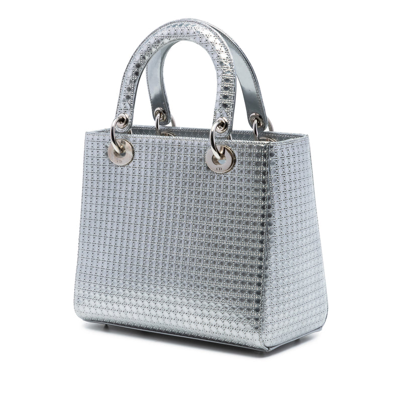 Medium Metallic Patent Microcannage Lady Dior - Image 2