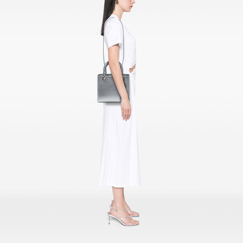Medium Metallic Patent Microcannage Lady Dior - Image 6