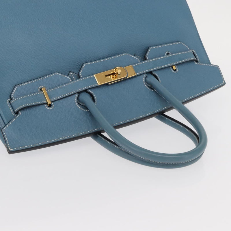 Hermes Birkin Blue Epsom With Gold Hardware Leather Bag