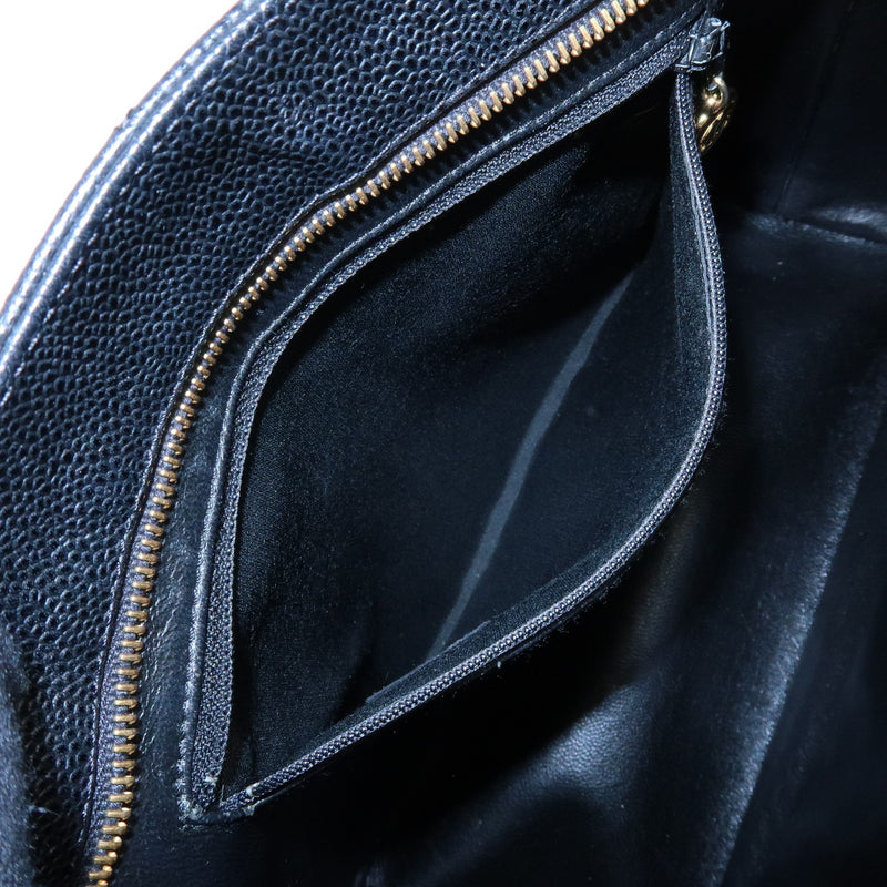 Chanel Medallion Quilted Caviar Black Leather Bag