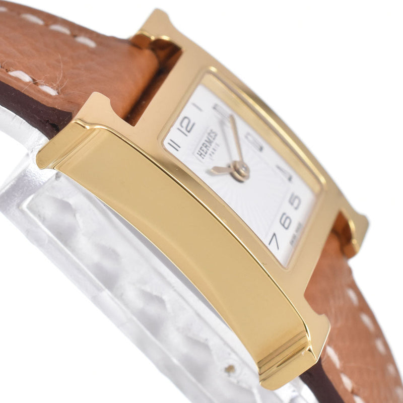 Hermes Heure H Quartz Plated Metal And Leather Watches