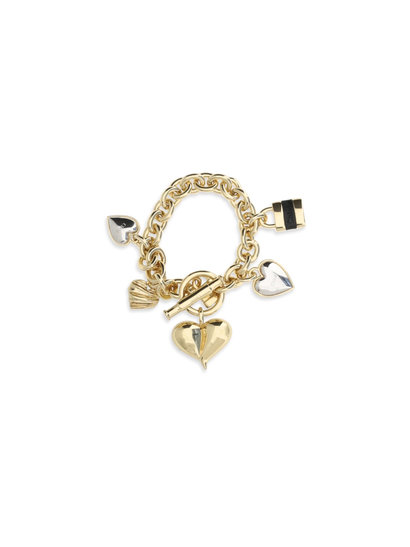 Chloé Heart-Charm Decorative Bracelet — Gold Brass Bracelets