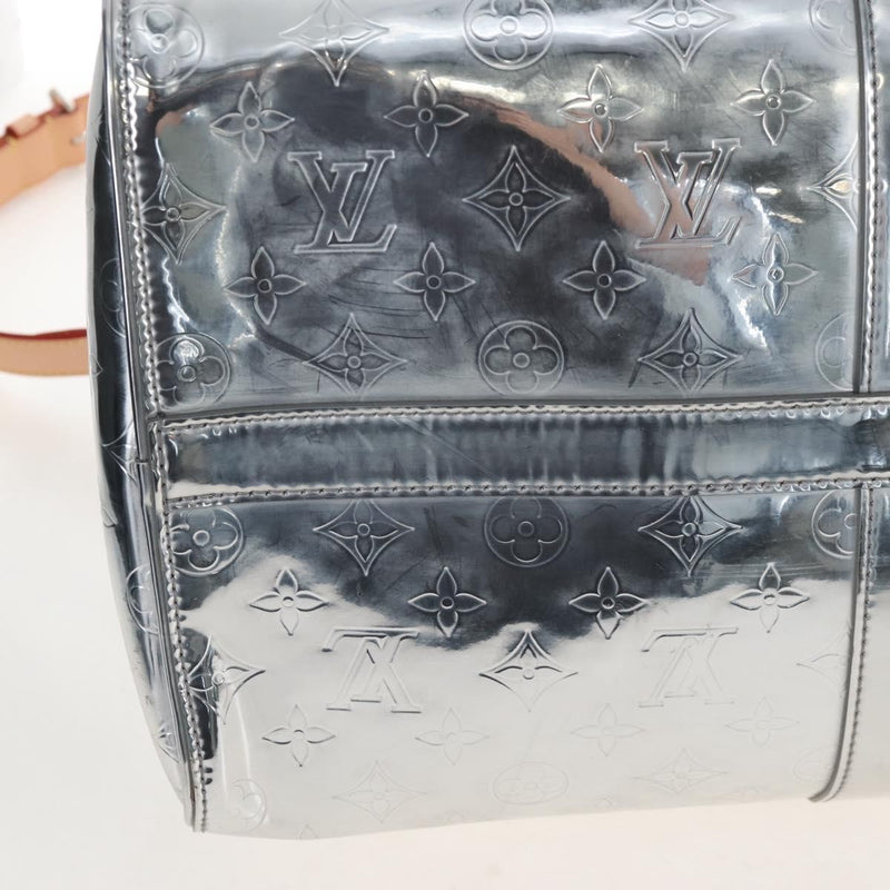 Louis Vuitton Keepall Bandouliere Monogram Mirror Coated Canvas Silver Leather Bag