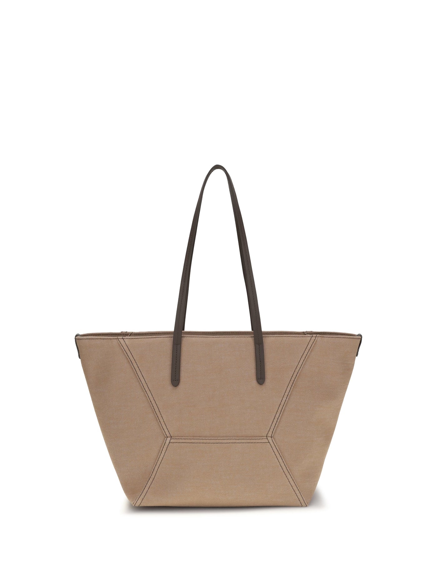 Brunello Cucinelli Canvas Trapeze Tote Bag — Beige Cotton