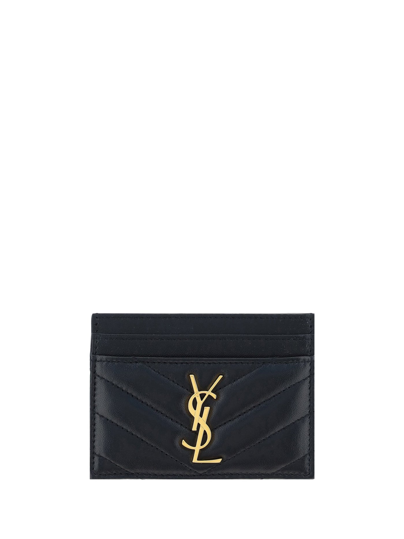 Saint Laurent Quilted Lambskin Card Case — Black Lamb Ovis Aries Cases