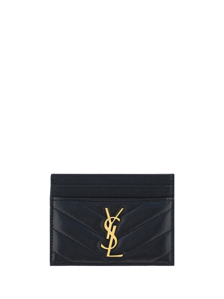 Saint Laurent Quilted Lambskin Card Case — Black Wallets & Purses