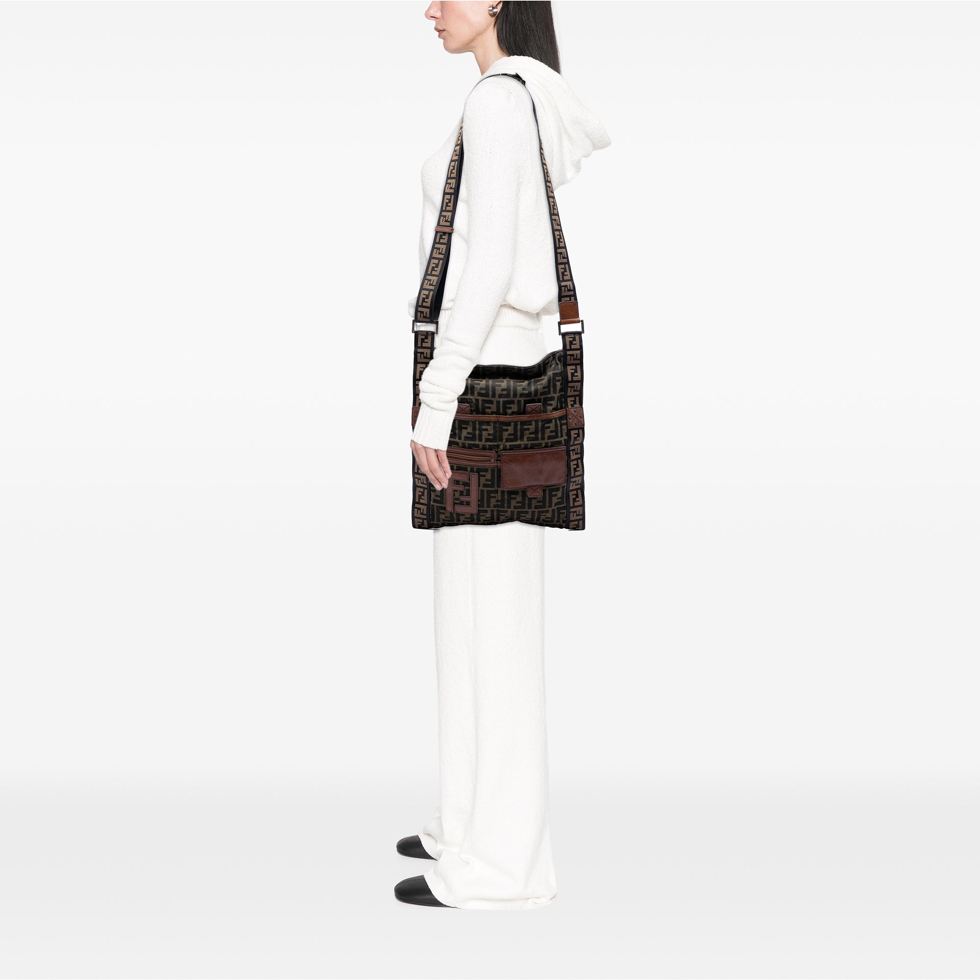 Zucca Canvas FF Flat Messenger Bag - Image 5