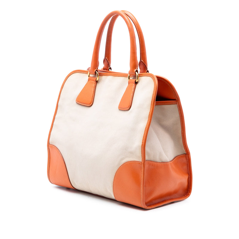 Saffiano Trimmed Canvas Canapa Satchel - Image 2