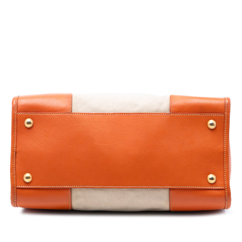 Saffiano Trimmed Canvas Canapa Satchel - Image 3