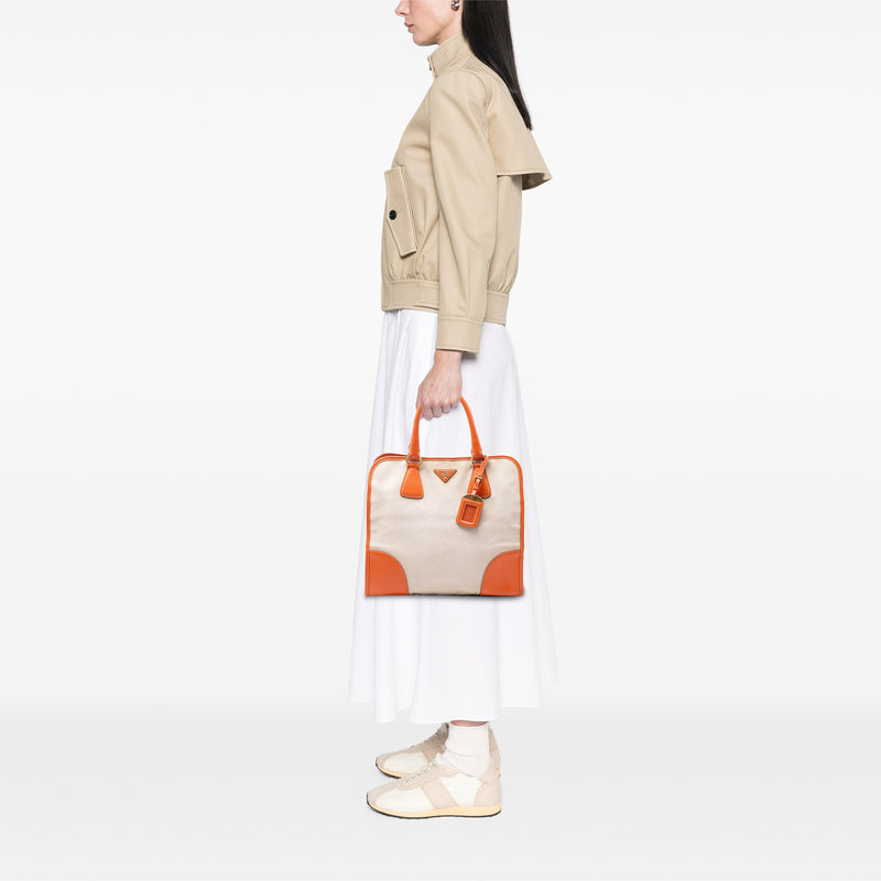Saffiano Trimmed Canvas Canapa Satchel - Image 7