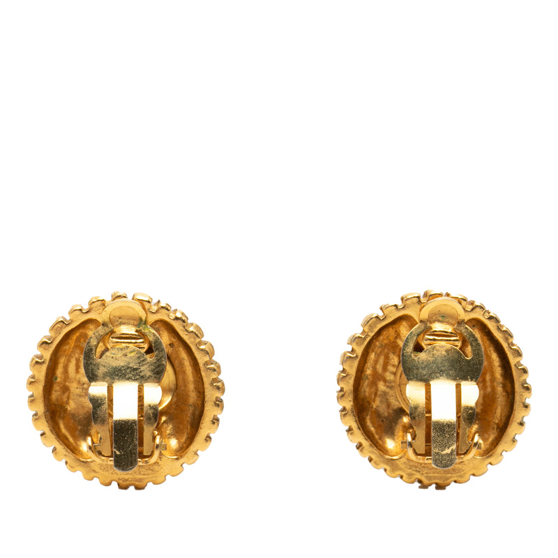 Gold Plated CC Sunburst Clip On Earrings - Image 2
