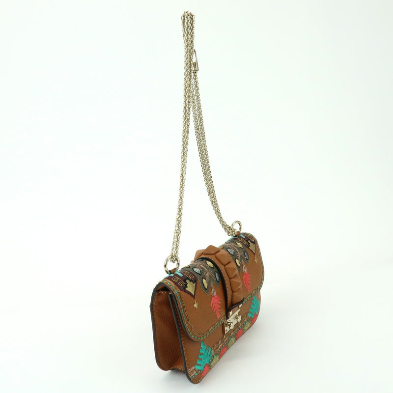 Valentino Garavani Glam Lock Leather Brown Bag