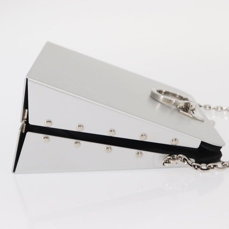 Salvatore Ferragamo Vintage Gancini Chain Leather Silver Stainless_steel Bag