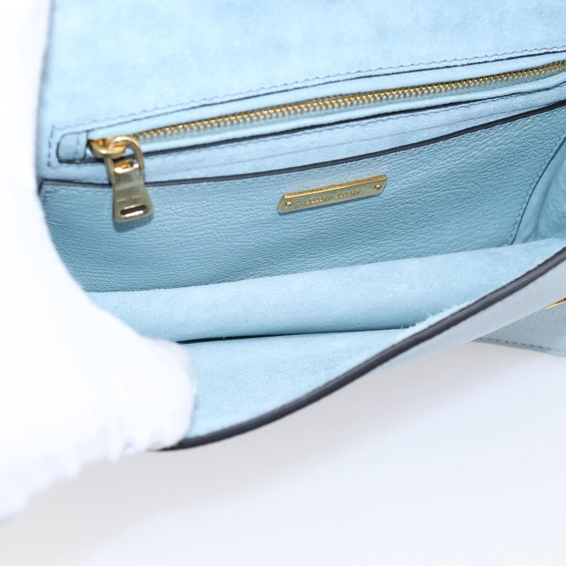 Miu Miu Madras Crystal Buckle Leather Blue Bag