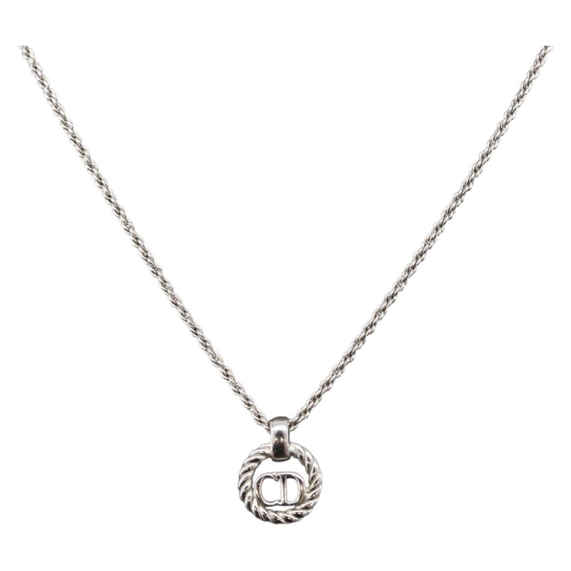 Christian Dior Vintage Circle Pendant Metal Silver Bijoux