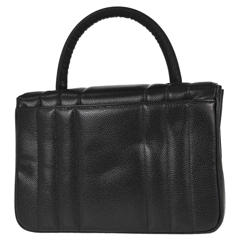 Chanel Vintage Top Handle Vertical Quilt Caviar Black Leather Bag