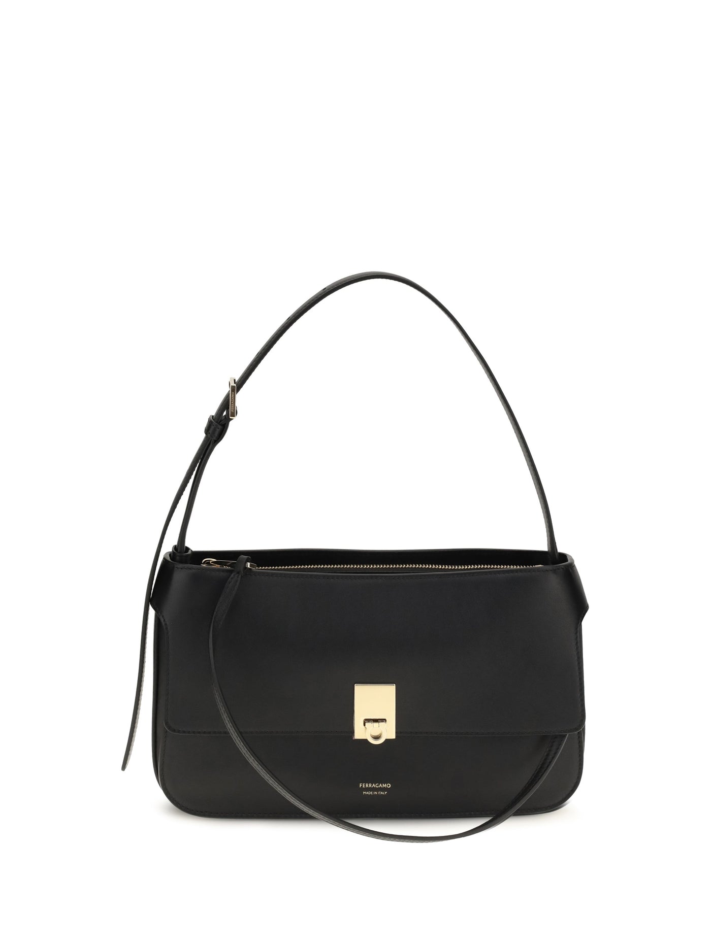 Ferragamo Mini Cara Shoulder Bag — Black Calf Leather Bos Taurus