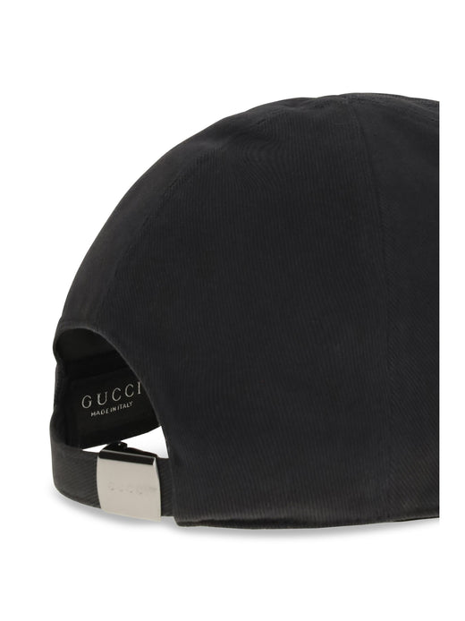 Gucci 8757364hbkg Logo-Embroidered Cotton Baseball Cap — Black Caps