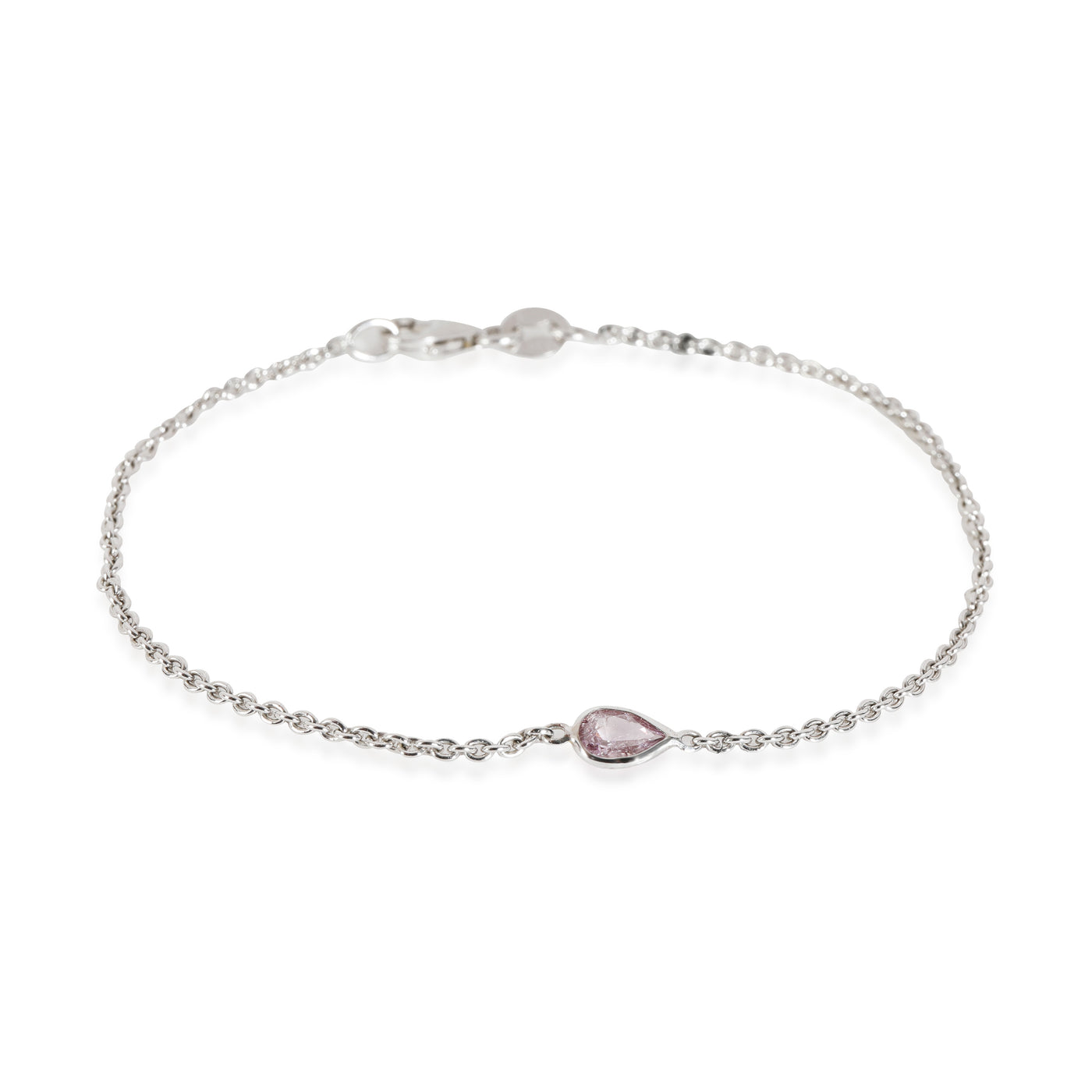 Gia Fancy Intense Purplish Pink Pear Diamond Bracelet 14k White Gold 0.18 Ct