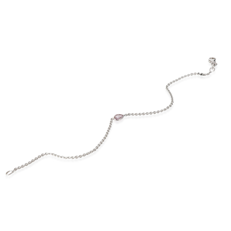 Gia Fancy Intense Purplish Pink Pear Diamond Bracelet 14k White Gold 0.18 Ct