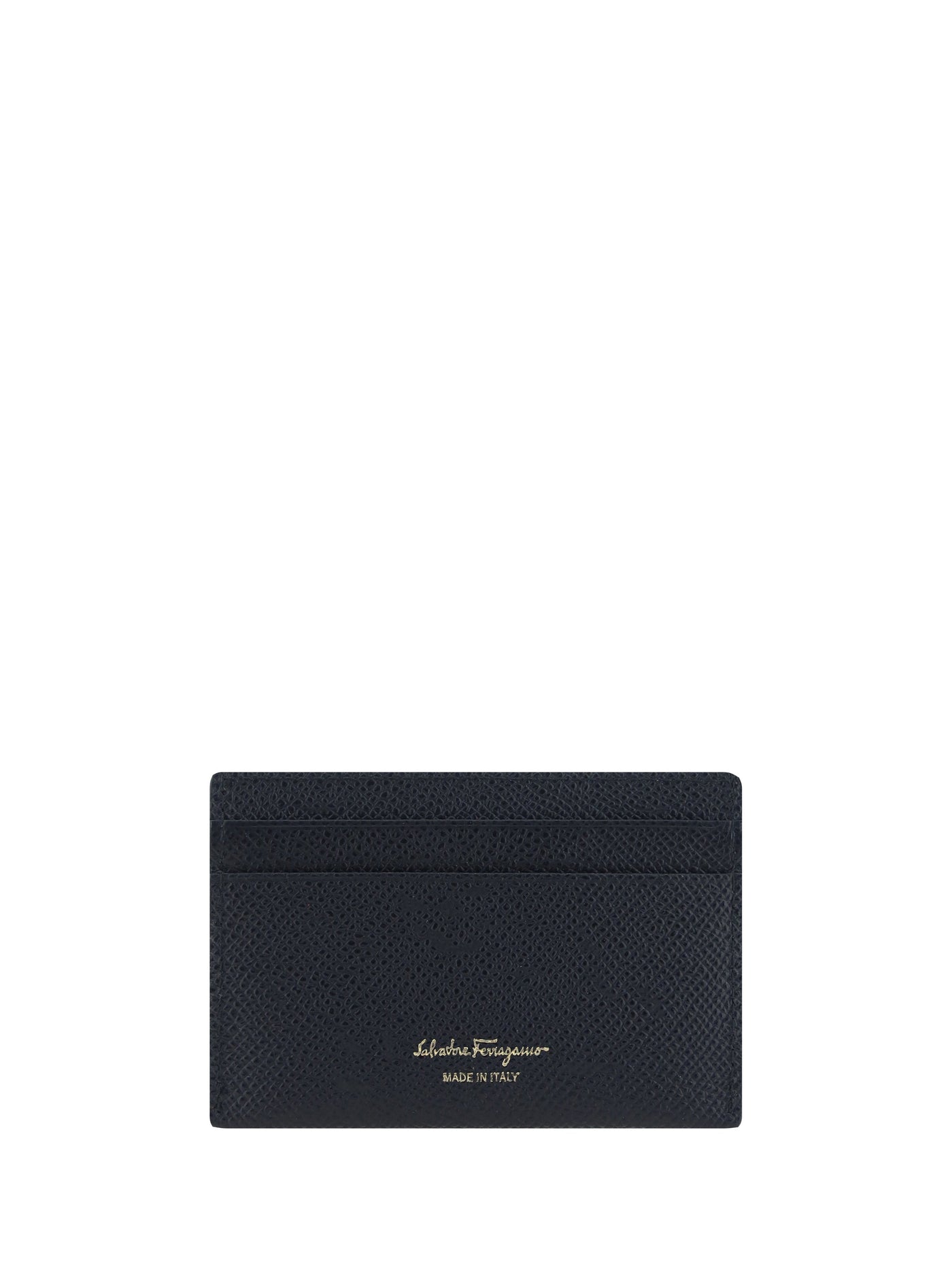 Ferragamo Grained Calfskin Card Case — Black Calf Leather Wallets & Purses