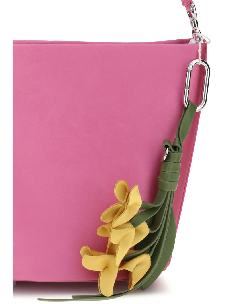 Self-Portrait Satin Bucket Bag — Pink Polyester