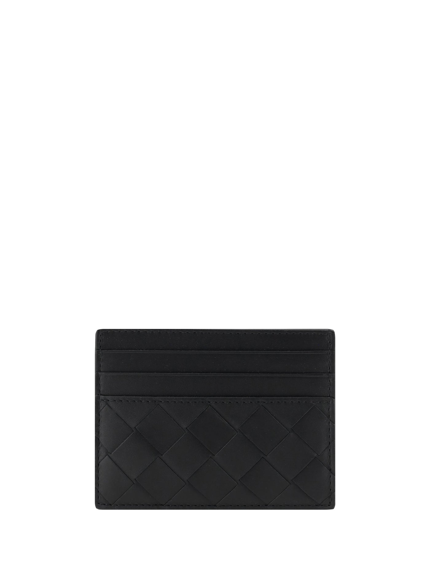 Bottega Veneta Intrecciato Woven Calf Leather Card Case — Black Bos Taurus Cases