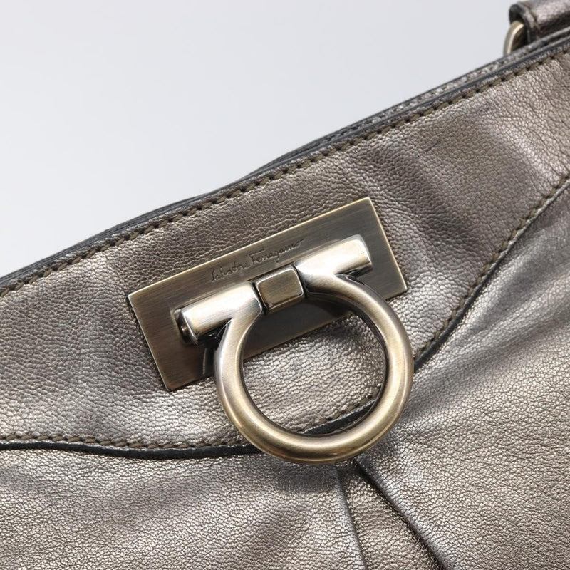Salvatore Ferragamo Gancini Leather Gold Bag