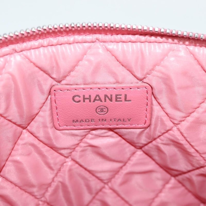 Chanel Cc Casino O Case Clutch Quilted Lambskin Pink Leather