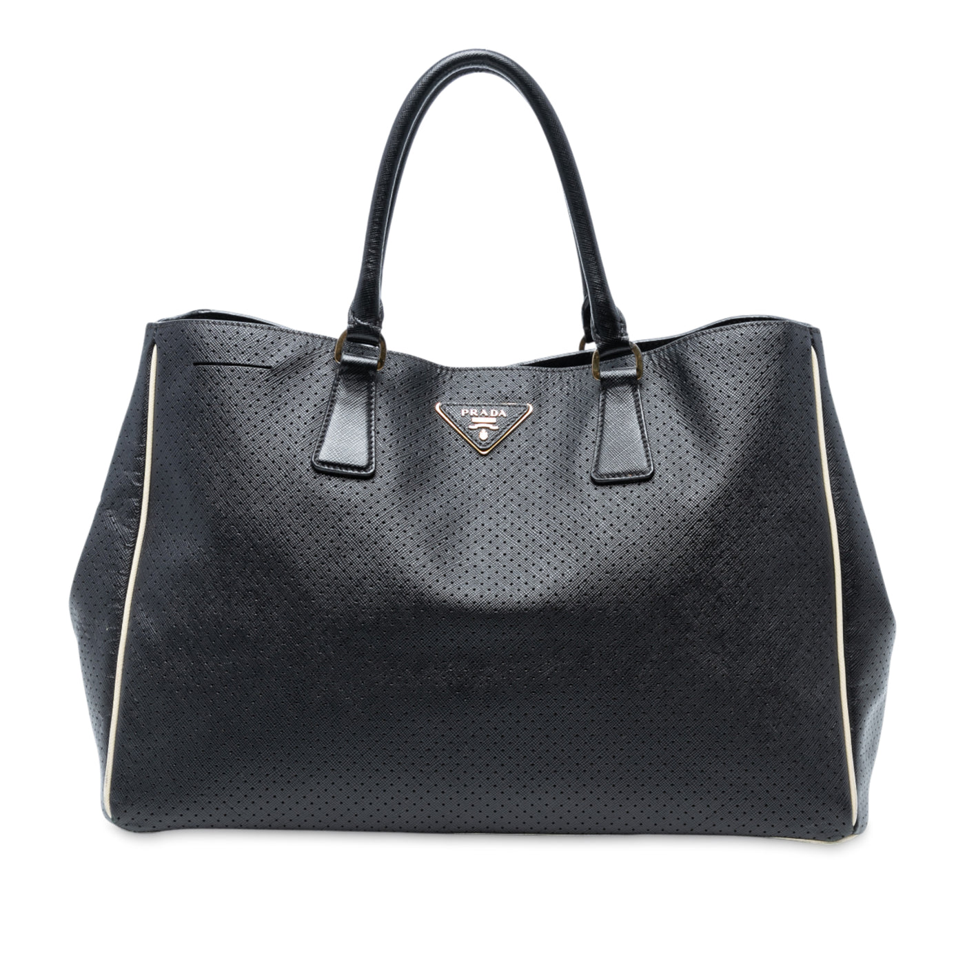 Large Perforated Saffiano Lux Galleria Zip Tote - Image 1