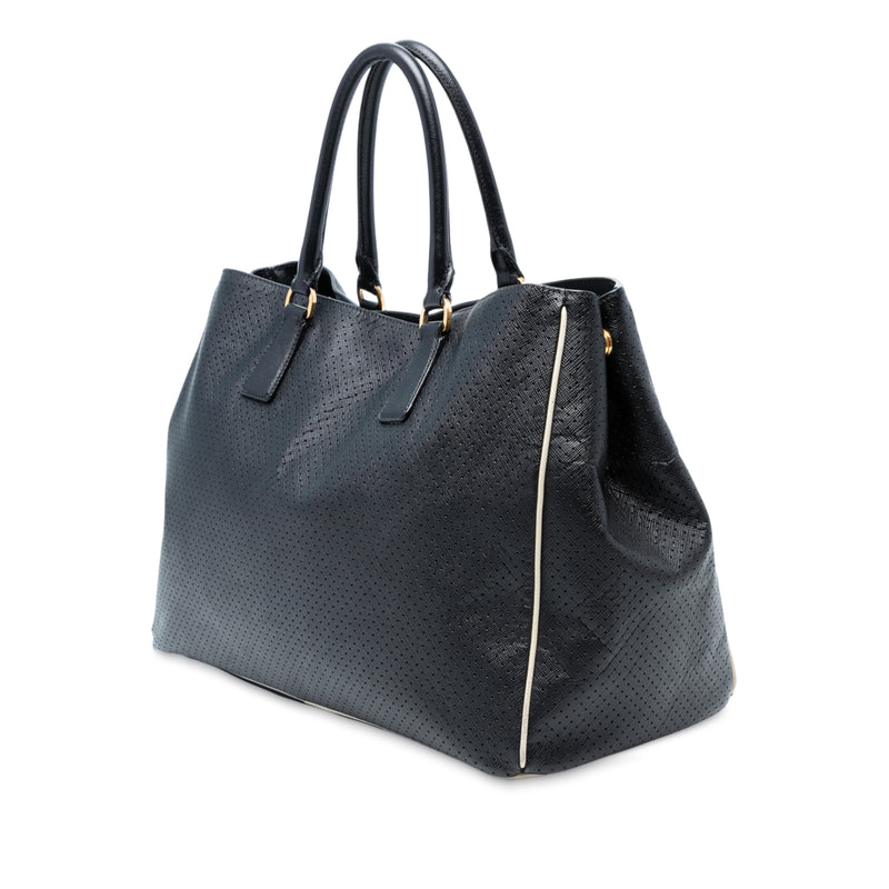 Large Perforated Saffiano Lux Galleria Zip Tote - Image 2