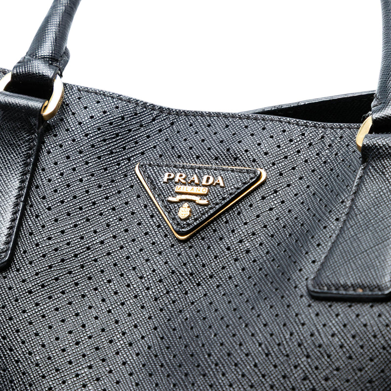 Large Perforated Saffiano Lux Galleria Zip Tote - Image 5