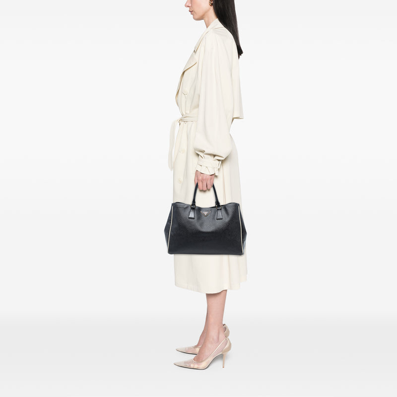 Large Perforated Saffiano Lux Galleria Zip Tote - Image 7