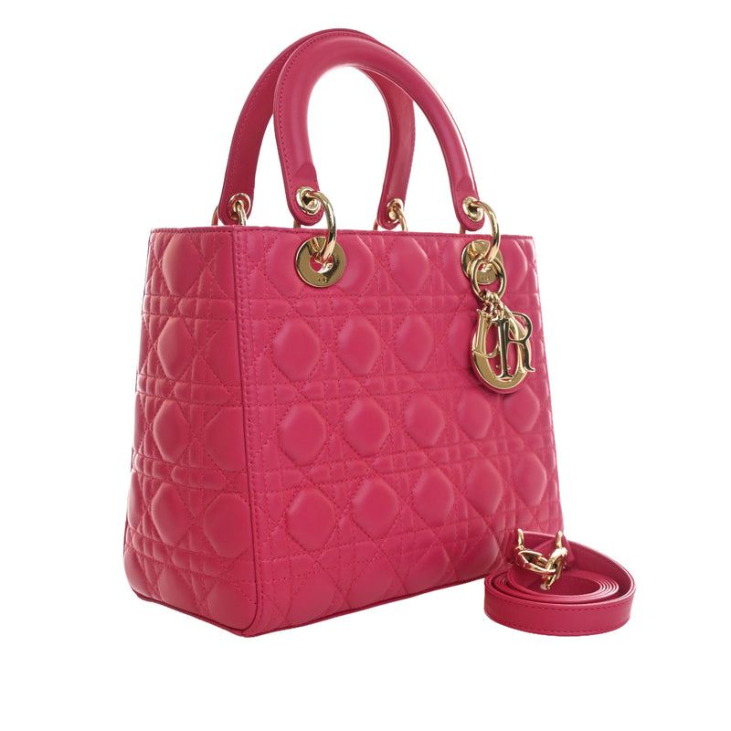 Medium Lambskin Cannage Lady Dior - Image 12