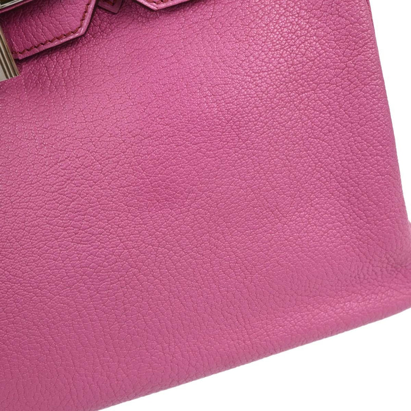 Hermes Hac Birkin Pink Chevre De Coromandel With Palladium Hardware Leather Bag